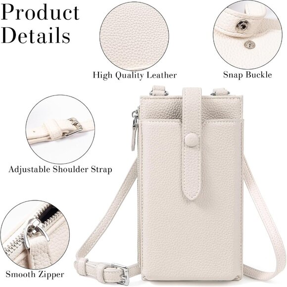 Chic Beige Crossbody Wallet Bag for Women - Adjustable Strap & Organized Storage - Picture 5 of 7